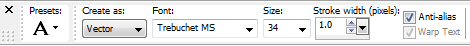 text tool setting